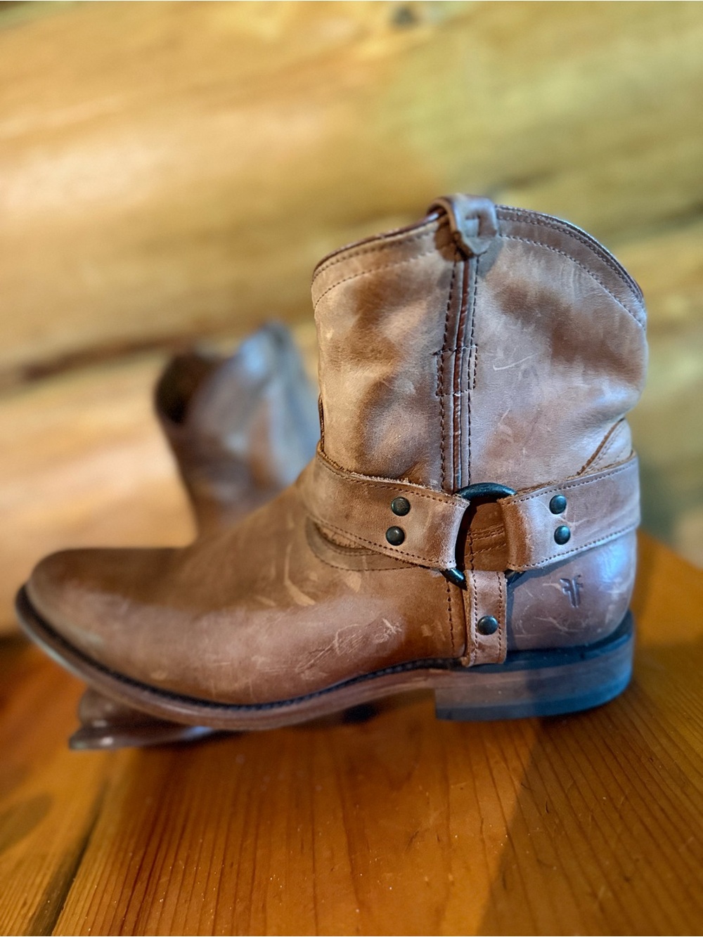 Frye Women’s Brown Leather Ranch Boot - Classic Harness Style